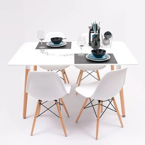 Conjunto 4 Cadeiras de Cozinha e Sala de Jantar  TOWER PP, madeira, polipropileno branco