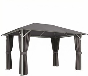 Outsunny Pavilhão aprox. 4x3 m Impermeável Estável Resistente ao Inverno Pavilhão de Jardim com Mosquiteiro 4 Laterais Ventilação Furos de Drenagem | Aosom Portugal