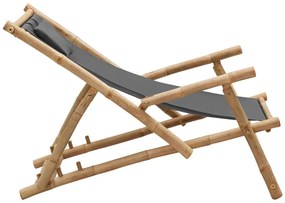 Cadeira de terraço de bambu e lona cinzento-escuro