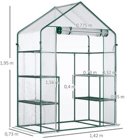 Estufa de Jardim Estufa de Terraço com 4 Prateleiras 1 Porta com Fecho