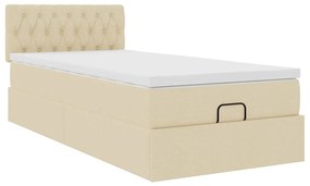 Cama otomana com colchão 90x200 cm tecido creme