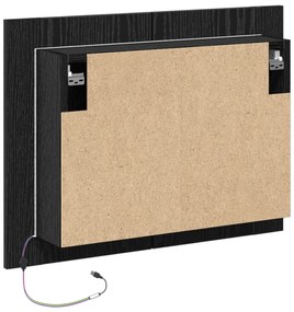 Armário de Espelho LED para Casa de Banho vidaXL Preto Carvalho 60x12x