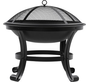 Outsunny Braseiro de Exterior de Aço com Tampa Protetora e Atiçador para Fogueiras na Varanda Campismo Ø55x50 cm Preto | Aosom Portugal