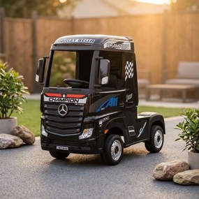 Camião para crianças 3 a 5 anos Mercedes Actros 12V 2.4 PRETO