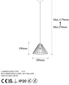 Chandelier Soylu – Dourado Brilhante – 20 x 20 x 117 cm