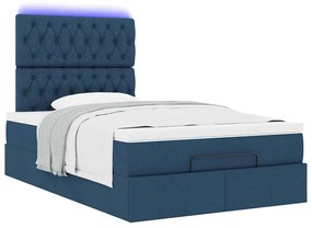 Estrutura de cama otomana com colchão 120x200 cm tecido azul