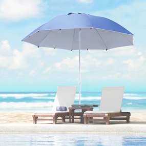 Chapéu de Sol de Praia com Painéis Laterais Tipo Tenda Chapéu de Sol para Praia com Proteção UV50 Φ210x222cm Azul