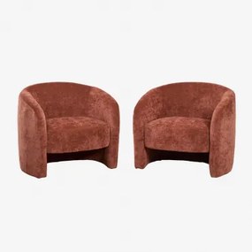 Pacote De 2 Poltronas Gombren Chenille Vermelho Argila - Sklum