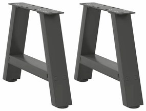 vidaXL Pés para mesa de centro em formato A, 2 peças, antracite, 40x(30-31) cm, aço