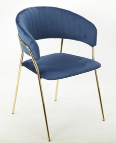 Conjunto de 4 Cadeiras KEFRÉN NEW – 53x60x78,5 cm – Metal Dourado e Te