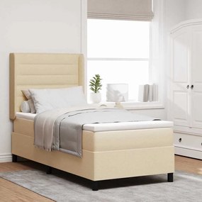 Camas Box Spring vidaXL com Colchão Creme 90x190 cm em Tecido