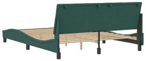 Estrutura de cama sem colchão 160x200 cm veludo verde-escuro