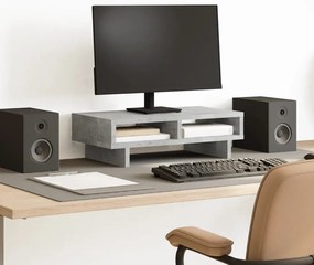 vidaXL Suporte monitor 50x27x15 cm derivados madeira cinzento cimento