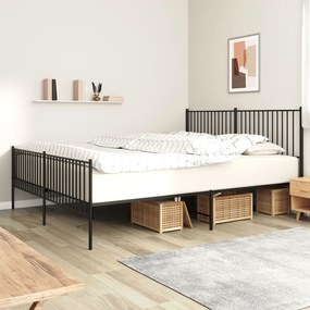 Estrutura de cama com cabeceira e pés 200x200 cm metal preto