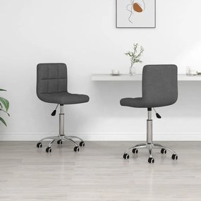 vidaXL Cadeiras de jantar giratórias 2 pcs tecido cinzento-escuro