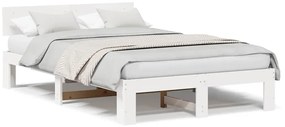 Estrutura de Cama com Cabeceira Branca 120x190 cm Madeira de Pinho Sól