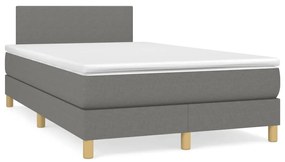 vidaXL Cama boxspring com colchão 120x190 cm tecido cinzento-escuro