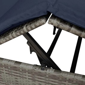 Cama Dupla de Sol Cinzeto Grande Vime &amp; Almofadas de Poliéster