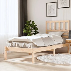 vidaXL Estrutura de cama de solteiro pequena 75x190 cm pinho maciço