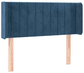 Cabeceira de cama c/ luzes LED veludo 93x16x78/88cm azul-escuro