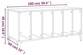 Armário p/ discos 100x38x48 cm deriv. madeira cinzento-cimento