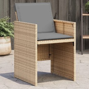 vidaXL Cadeiras de jardim com almofadões 4 pcs vime PE bege misturado