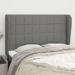 Cabeceira cama c/ abas tecido 147x23x118/128 cm cinzento-escuro
