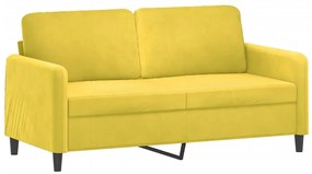 3 pcs conjunto de sofás veludo amarelo