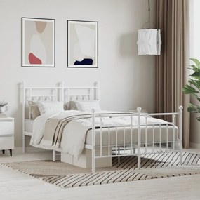 vidaXL Estrutura de cama com cabeceira e pés 120x190 cm metal branco