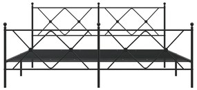 Estrutura de cama com cabeceira e pés 183x213 cm metal preto