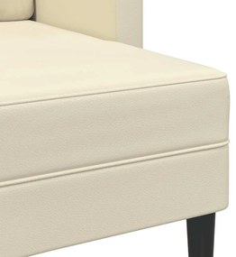 Sofá 2 lugares com Chaise em L 125 cm couro artificial creme