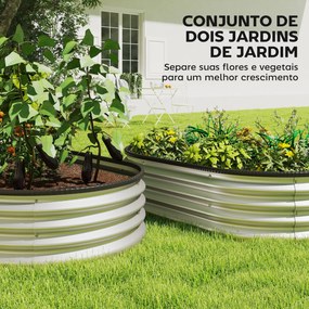 Conjunto de 2 floreiras de Exterior em Aço Galvanizado para Terraço Jardim 135x90x30 cm Prateado