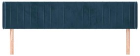 Cabeceira de cama c/ abas veludo 163x16x78/88cm azul-escuro
