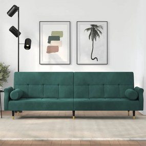 vidaXL Sofá-cama com almofadões veludo verde-escuro