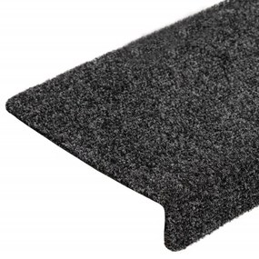 Tapetes de escada 10 pcs 65x21x4 cm agulhado cinzento