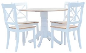 vidaXL 5pcs conjunto jantar madeira seringueira maciça branco castanho