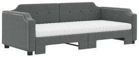 Sofá-cama c/ gavetão/colchões 100x200cm tecido cinzento-escuro