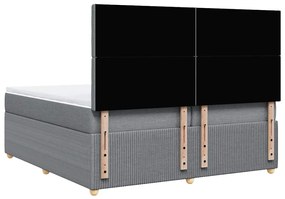 Cama com molas/colchão 200x200 cm tecido cinza-claro