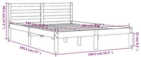 Cama sem colchão 135x190 cm madeira pinho maciça castanho-mel