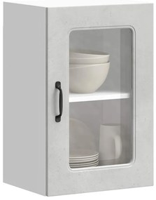 Armário de parede de cozinha porta vidro Kalmar concreto cinza