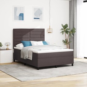 Cama Box Spring com Colchão Castanho 140x190 cm Tecido
