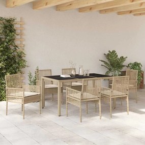 vidaXL Conjunto de Jantar para Jardim 7 pcs Bege 150 x 90 x 75 cm