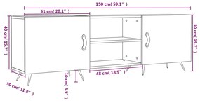 Móvel de TV 150x30x50 cm derivados de madeira branco