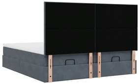 Estrutura cama otomana colchões 160x200 cm cinzento escuro