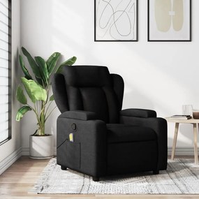 vidaXL Poltrona de massagens reclinável tecido preto