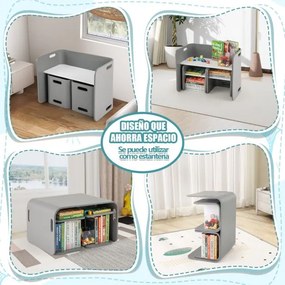 Mesa e cadeiras para crianças com tampo espesso e superfície lisa para casa, escola, jardim de infância 68,5 x 40 x 50 cm Cinzento