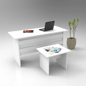 Conjunto de Mobiliário de Escritório VO8 – Branco – Secretária 140x73,