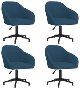 vidaXL Cadeiras de jantar giratórias 4 pcs veludo azul