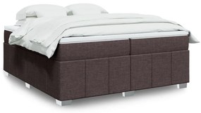 vidaXL Cama com molas/colchão 200x200 cm tecido castanho-escuro