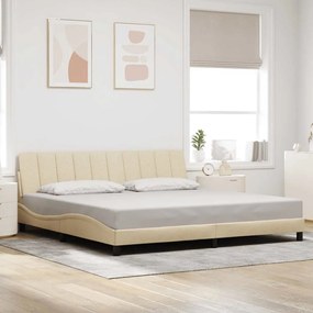 vidaXL Estrutura de cama sem colchão Hanko 200x200 cm tecido cor creme